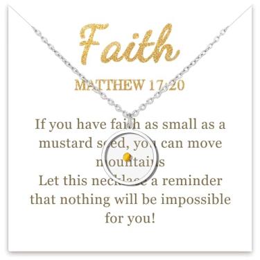 Imagem de Colar de semente de mostarda, cesta de Páscoa cristã presentes para mulheres, inspirador Jesus religioso fé de uma semente de mostarda colar de montanha presentes de aniversário para amigos, mãe, avó,