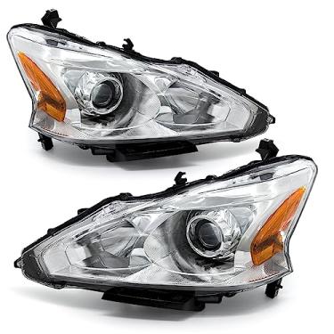 Imagem de ADCARLIGHTS Conjunto de farol Nissan Altima 2013 2014 2015 para Nissan Altima 2013-2015 serve apenas para lente transparente de 4 portas cromada com refletor âmbar substituição de farol esquerdo e