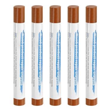 Imagem de HARFINGTON 5 peças de bastões de enchimento de madeira, cera de madeira, retoque de móveis, gizes de cera para reparo de móveis para madeira, rosa coral