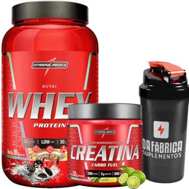 Imagem de Kit Nutri Whey Cookies Pote 900g + Creatina CarboFuel Limão 300g + Coqueteleira