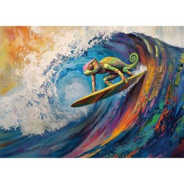 Imagem de Puzzle Hiwhy Vibrant Chameleon Surfing 1000 peças para adultos