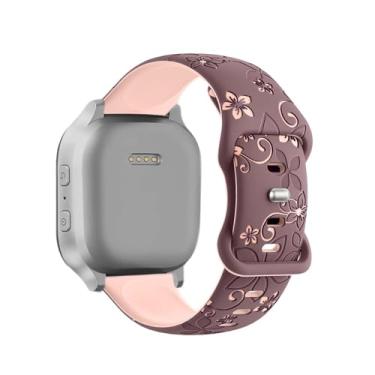 Imagem de Pulseiras com gravação de flores em dois tons compatíveis com relógio Gizmo 3 2 1/Gabb Watch 3 2 1/SyncUP/Cosmo JrTrack infantil, pulseira esportiva de silicone macio de 20 mm para meninos e meninas