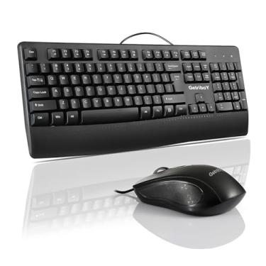 Imagem de Combo de teclado e mouse com fio, teclado ergonômico de tamanho completo de 104 teclas com descanso para as mãos e mouse óptico com fio, USB Plug-and-Play, compatível com laptop/Windows/desktop/PC,