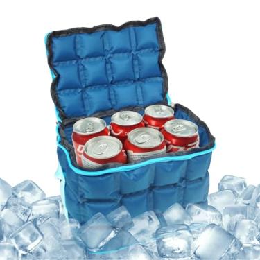 Imagem de Bolsa térmica congelável com células de gelo, bolsa fria reutilizável para refrigeradores, refrigerador macio dobrável, pacotes de freezer para armazenamento de bebidas e sorvete, bolsas de gelo