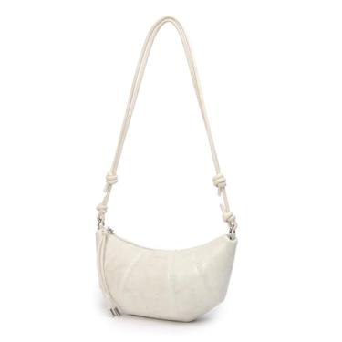 Imagem de Bolsa tiracolo feminina de couro genuíno com chifre de boi, bolsa pequena de ombro, bolsa preta chique (preto), Branco, Small, Retrô