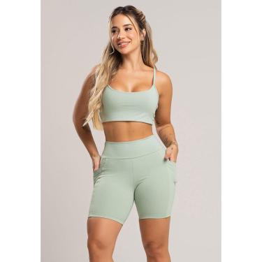 Imagem de Short Bolsos Cintura Alta Feminina Poliamida Mvb Modas-Feminino