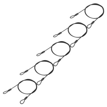 Imagem de PATIKIL Cabo de aço inoxidável revestido de vinil de 5/81.3 cm de diâmetro com laços, 5 peças de corda de fio flexível de 1,2 m (119,4 cm) Cadeado de cordão de segurança para iluminação de palco ao ar