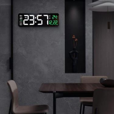 Imagem de Relógio De Parede LED Digital Grande Com Controle Remoto Calendário Te