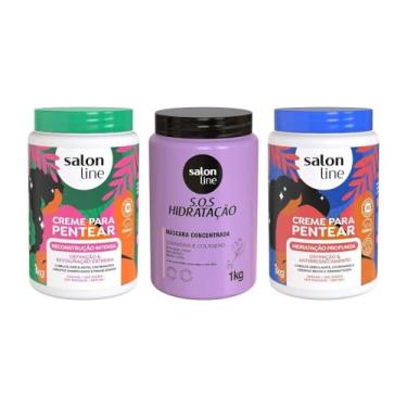 Imagem de Salon Line, Kit com 2 Cremes de Pentear Hidratação e Reconstrução + Máscara Bio-Reconstrução Fortalecedora, Somente a Máscara Não é Vegana - Para Todos os Tipos de Cabelos, 1 kg