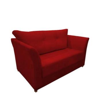Imagem de Namoradeira Decorativa Isis Suede Vermelho Pés Madeira Mz Decor - Mazz