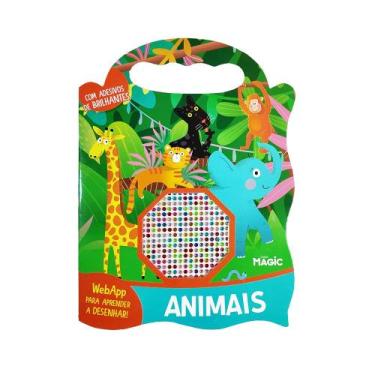 Imagem de Livro - Animais com Desenhos para Colorir e Adesivos Brilhantes