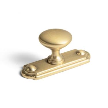 Imagem de Goo-Ki Pacote com 6 maçanetas de gaveta de armário de bronze champanhe com placa traseira - Puxador de barra com espaçador, puxadores de orifício único, ferragens de cozinha para armário