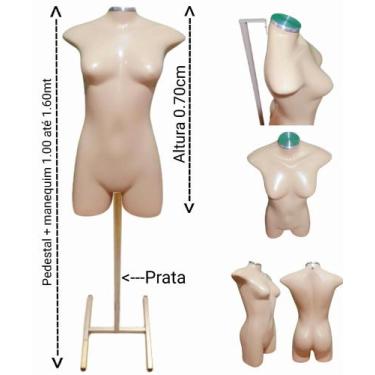 Imagem de Manequim feminino adulto (meio corpo jó N.36) bege com tampa prata + p