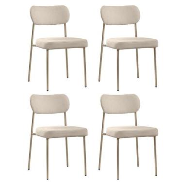 Imagem de Conjunto 4 Cadeiras Lavínia - Salaone, Bouclê Bege/Aço Champanhe