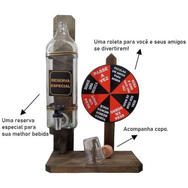Imagem de Kit Pingometro com Jogo de Roleta Drink + Barril de Cachaça Madeira Pi