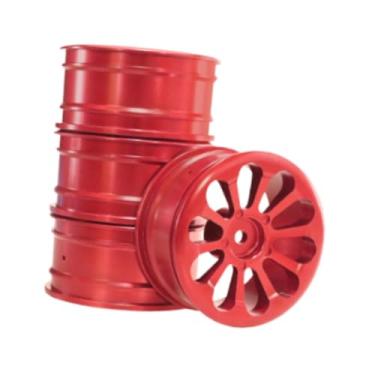 Imagem de MERIGLARE 4 peças 1/10 cubos de roda mini metal acessórios de desempenho de longo prazo componentes de substituição kits de direção para veículo RC para 128 86S, Vermelho