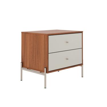 Imagem de Mesa de Cabeceira Jasper 2 Gavetas Canela e Off White