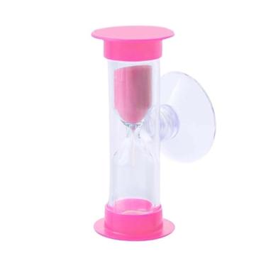 Imagem de Temporizador de areia ampulheta de 2 minutos com ventosa, relógio de areia inquebrável de 2 minutos, relógio de areia rosa pequeno de 2 minutos, temporizador de vidro de plástico para meninos e