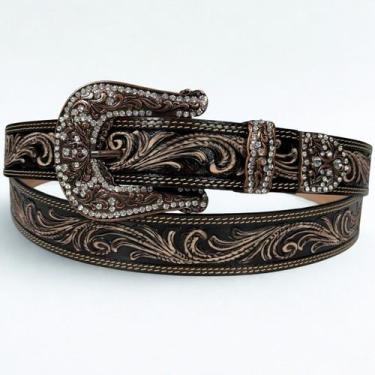 Imagem de Cinto Country Feminino Strass Marrom Paul Western 363, Marrom, 100