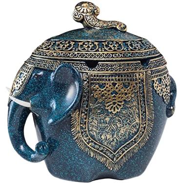 Imagem de Cinzeiro vintage em forma de elefante com tampa resina à prova de vento para cigarros, uso interno ou externo