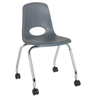 Imagem de Cadeira escolar móvel de 45,7 cm com rodas giratórias para crianças, adolescentes e adultos; assento ergonômico para sala de aula, escola em casa ou escritório - cinza, 11552-GY