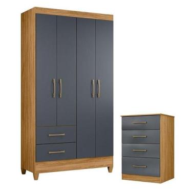 Imagem de Guarda Roupa Solteiro Chile e Cômoda MS913 Freijó Cinza Moval