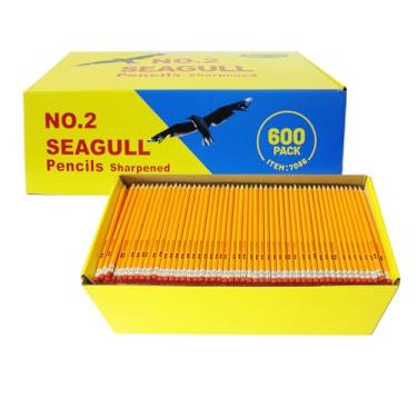 Imagem de Seagull Pacote com 600 lápis a granel pré-afiados com borrachas, lápis de grafite amarelo nº 2 HB para material escolar para professores, para escrever, desenhar, esboçar, lembrancinhas de festa