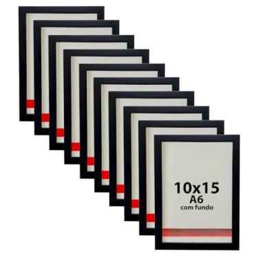 Imagem de Kit 10 Molduras 10x15 Com Fundo Para Quadros Porta Retrato(Preto)
