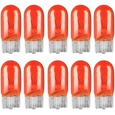 Imagem de 10 Lâmpadas Halógena Pingo T10 Iluminação Laranja Âmbar W5w 12v - Luxu