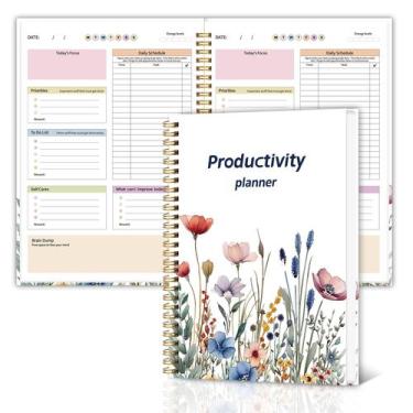 Imagem de Planner MedoLove ADHD Daily B5 com flores azuis para adultos