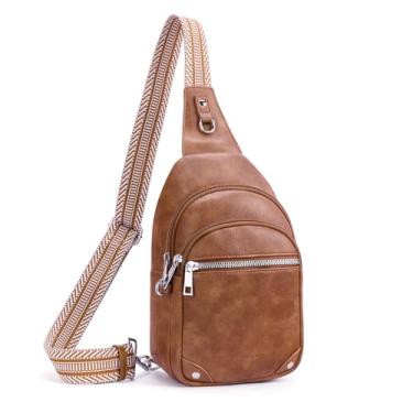 Imagem de Lexiyat Bolsa tiracolo antirroubo para mulheres, bolsa tiracolo de couro, RFID, pochete, Marrom