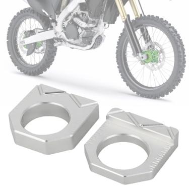 Imagem de IUVWISN Bloco de eixo traseiro Dirt Bike CNC ajustador de tensor de corrente de motocicleta para KX450F 16-18 KX250F 17-19 KX250 KX450 19-24 KX250X KX450X 22-24 Prata