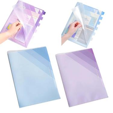 Imagem de MIUPOO Organizador de projetos de poliéster, bolsos de projetos de documentos, arquivo de bolso de escritório, mangas de pasta de arquivo de plástico transparente, jaquetas de arquivo em forma de L