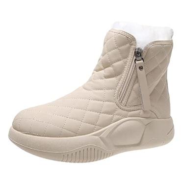 Imagem de YIJU Botas Femininas para Inverno em Neve com Proteção Contra Água E Cano para Trilha, Bege, 40