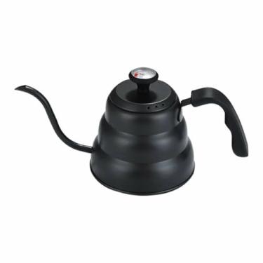Imagem de Chaleira Bico de Ganso 1 Litro com Termômetro Integrado – Aço Inox ou Preta Fosca – Ideal para Café Coado, Hario V60, Chemex e Métodos de Infusão (Preto)