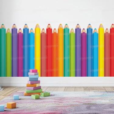 Imagem de Adesivo Infantil Estilo Cerca Ripado Lavável Educativo Ideal Para Parede de Escola Brinquedoteca Quarto Kids