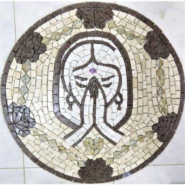 Imagem de Mandala Indiana Piso Mosaico Meditação Tamanho 80cm