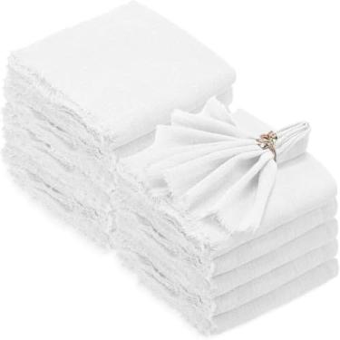 Imagem de 10/20 Pcs 32 * 32 Cm Guardanapos De Linho De Algodão Guardanapos Rústicos Guardanapos De Pano Guaze Guardanapos De Casamento Rústicos Guardanapos De Linho Rústicos Para, White, 20PCS