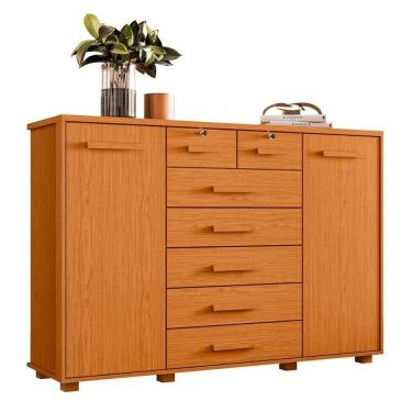 Imagem de Cômoda Quarto Fontana Com 7 Gavetas E 2 Portas Cinamomo