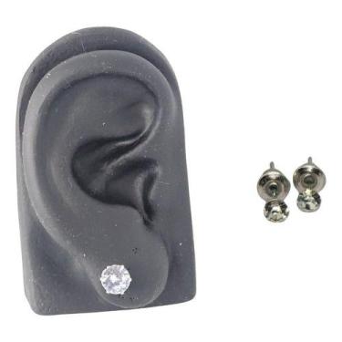 Imagem de Par De Brinco Feminino Ponto De Luz 5mm Zirconia Banho Prata - Bellavi