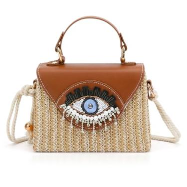 Imagem de QTKJ Bolsa de praia de palha para mulheres, sacola, bolsa para férias, viagens, uso diário (estilos 601