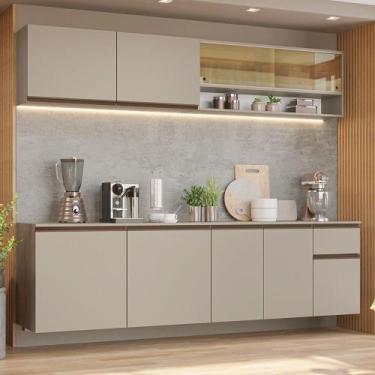 Imagem de Armário de Cozinha Completa 240 cm Suspenso Crema Nice Madesa 05, Crem