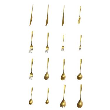 Imagem de Vento nórdico doméstico simples cor sólida espelho dourado destaca garfo de frutas arpão