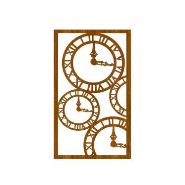 Imagem de Quadro Decorativo Carvalho Mdf Relógio Londres 40X20Cm