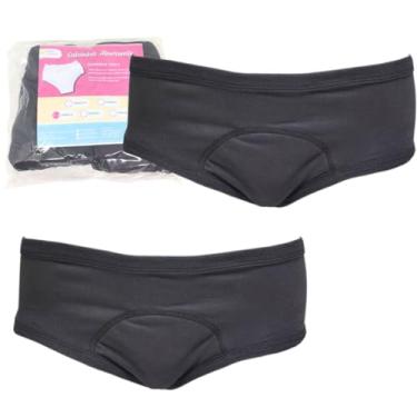 Imagem de kit 2un Calcinha Geriatrica Protetora Incontinência Urinaria Absorvente Algodão Segura Escapes Urina Preto Segura xixi Noturno Diurno Reutilizável (P)