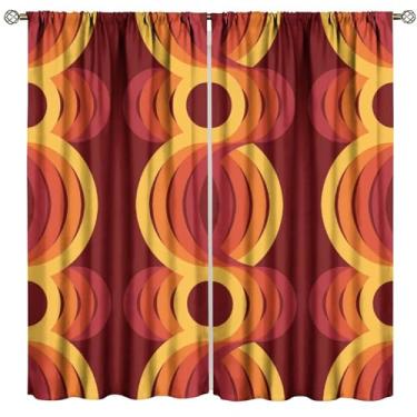 Imagem de Cortinas retrô 60S 70S padrão geométrico laranja moderno abstrato blackout cortinas para quarto sala de estar cozinha café decoração (L53 x C 114 cm) x2 decoração