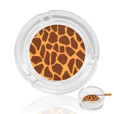 Imagem de Cinzeiro de vidro de cristal com estampa de girafa, cinzeiro redondo para fumar de vidro resistente, portátil, decorativo, moderno, para uso em casa, escritório, interior, exterior, pátio