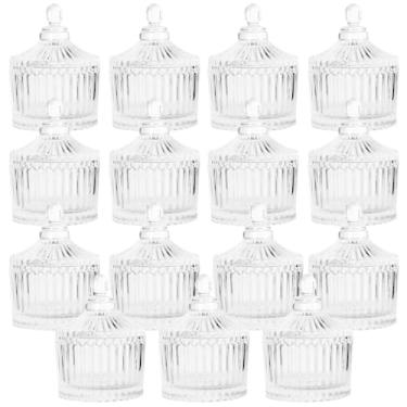 Imagem de Kit 15 Bomboniere De Vidro 90ml Com Tampa Porta Doces Decorativo Transparente Elegante Baleiro Festas Eventos
