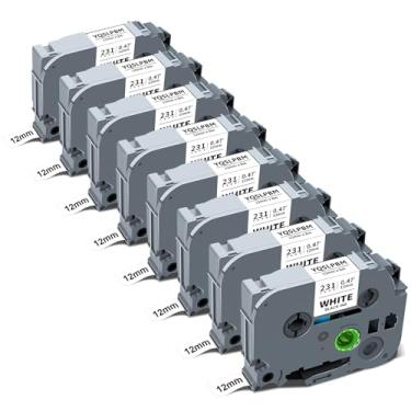 Imagem de Pacote com 8 fitas P Touch Label Tape, TZe TZ Tape 12 mm 0,47 branco laminado compatível com Brother P Touch Label Maker Tape TZe-231 TZe231 refil Ptouch para PT-H110 D220 D210 1280 1290 2040, preto