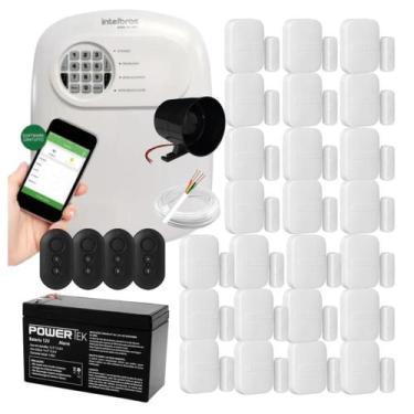 Imagem de Kit Alarme Profissional Intelbras 24 Sensores Magnéticos Sem Fio SMART